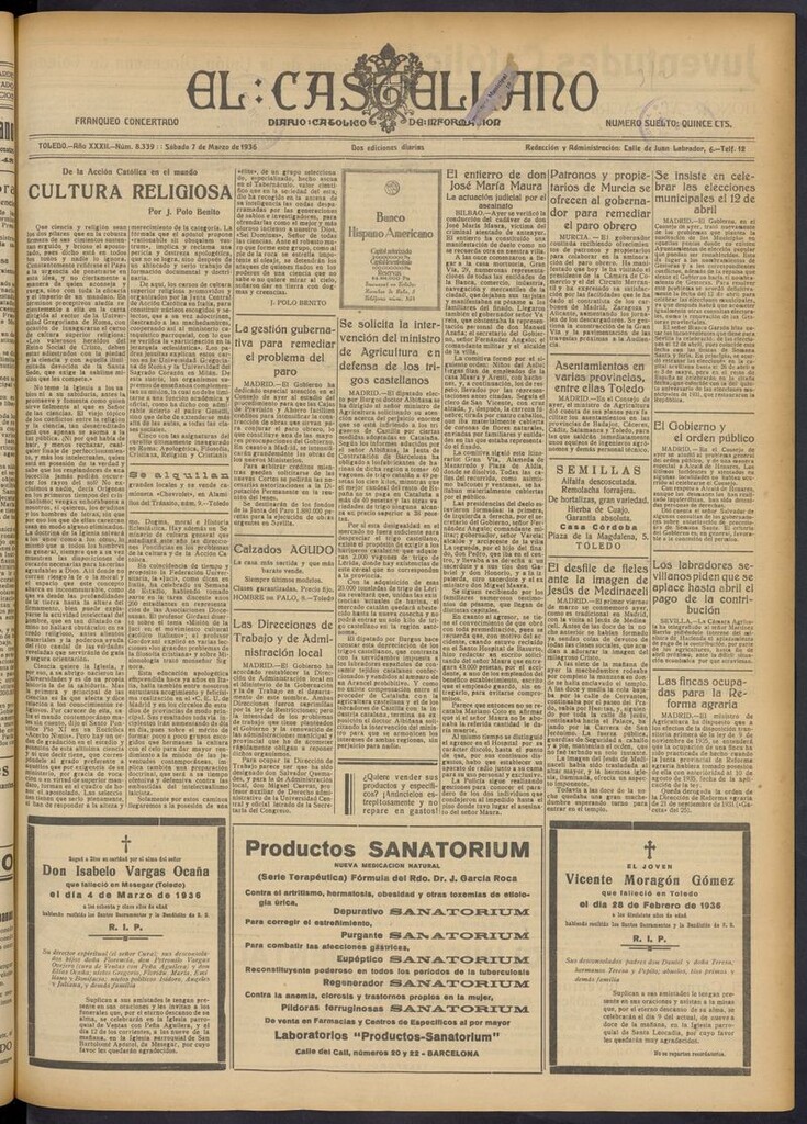 Miniatura de El Castellano (Toledo. 1904) del 7 de marzo de 1936