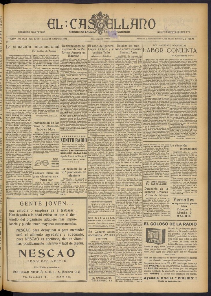 Miniatura de El Castellano (Toledo. 1904) del 13 de marzo de 1936
