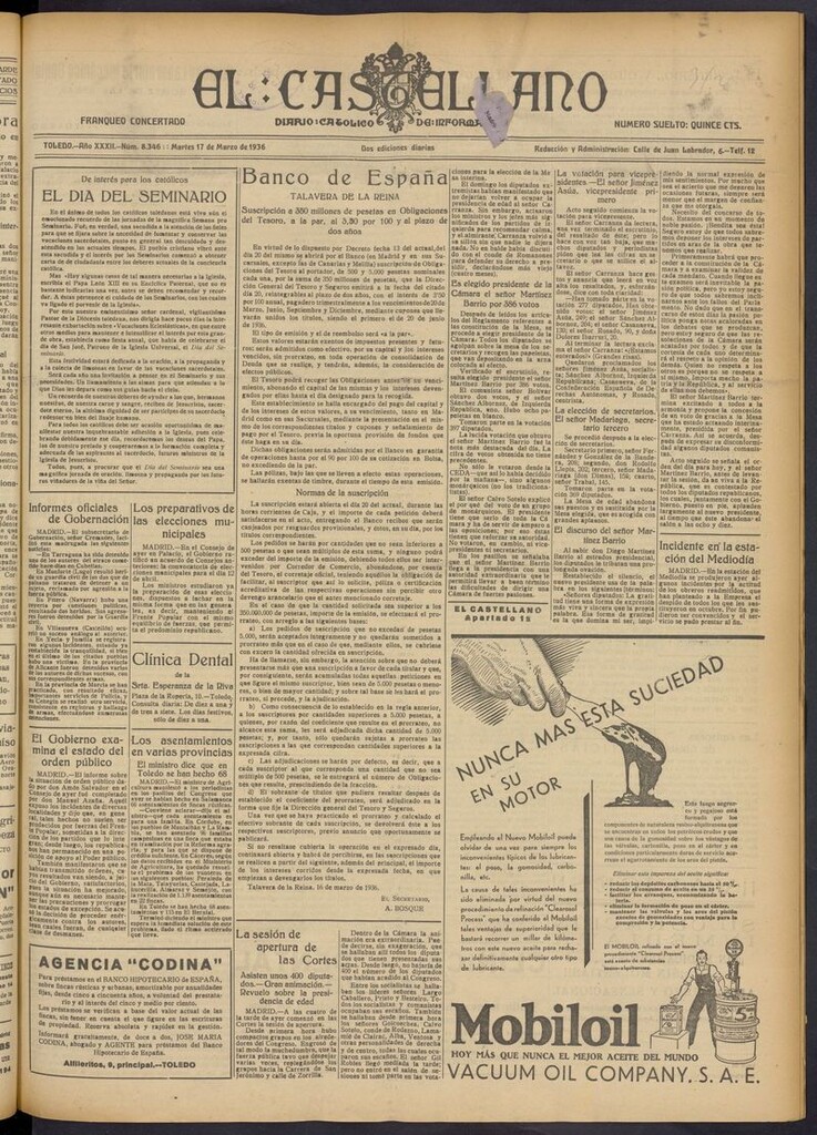 Miniatura de El Castellano (Toledo. 1904) del 17 de marzo de 1936
