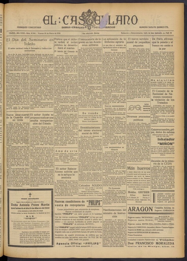 Miniatura de El Castellano (Toledo. 1904) del 20 de marzo de 1936