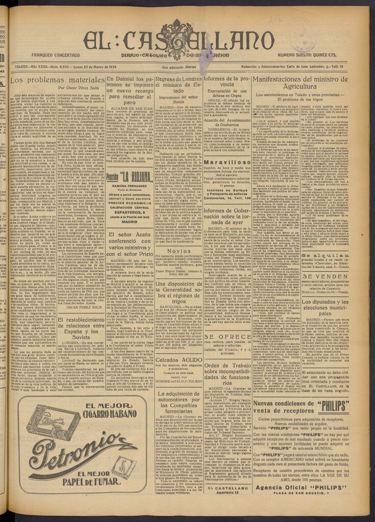 Miniatura de El Castellano (Toledo. 1904) del 23 de marzo de 1936