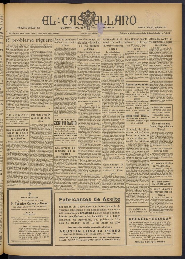 Miniatura de El Castellano (Toledo. 1904) del 26 de marzo de 1936
