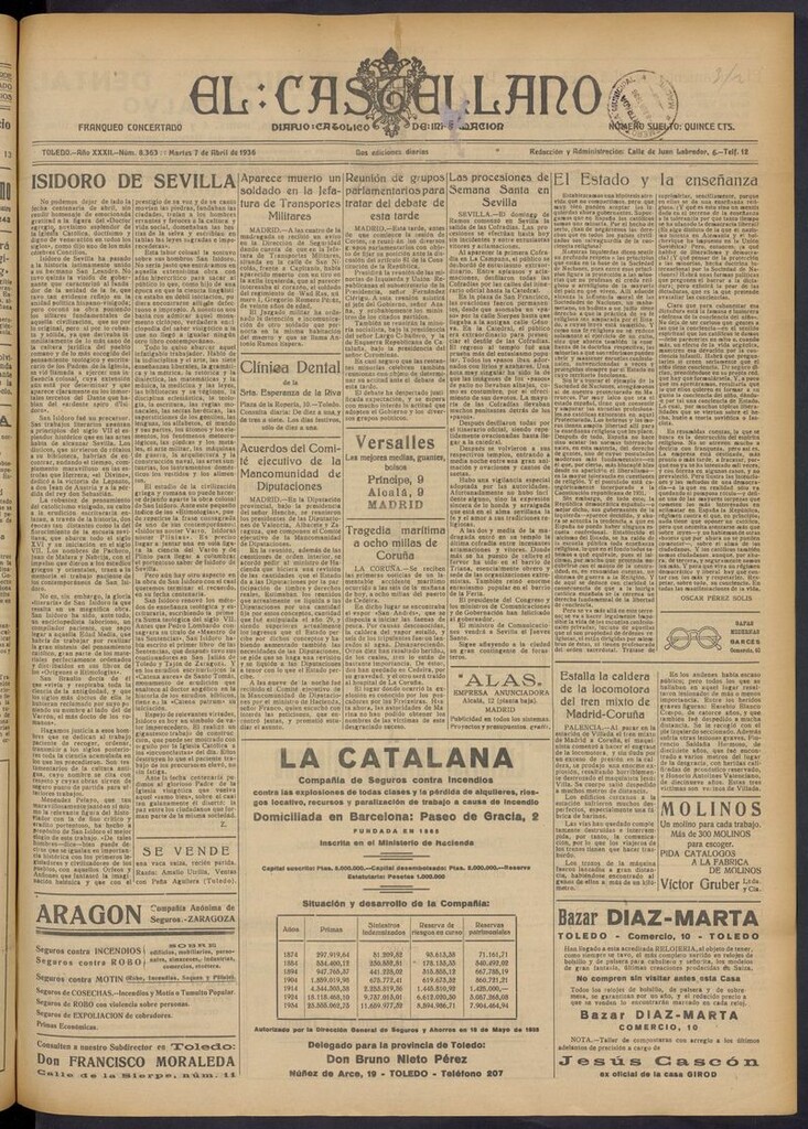 Miniatura de El Castellano (Toledo. 1904) del 7 de abril de 1936