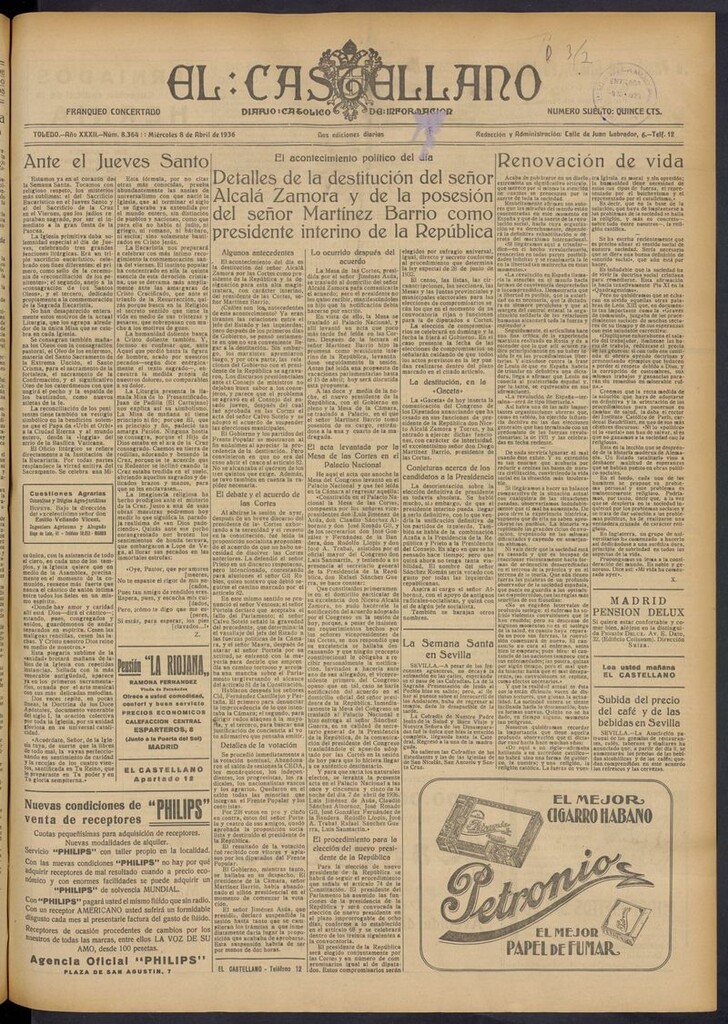 Miniatura de El Castellano (Toledo. 1904) del 8 de abril de 1936