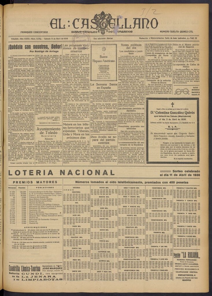 Miniatura de El Castellano (Toledo. 1904) del 11 de abril de 1936