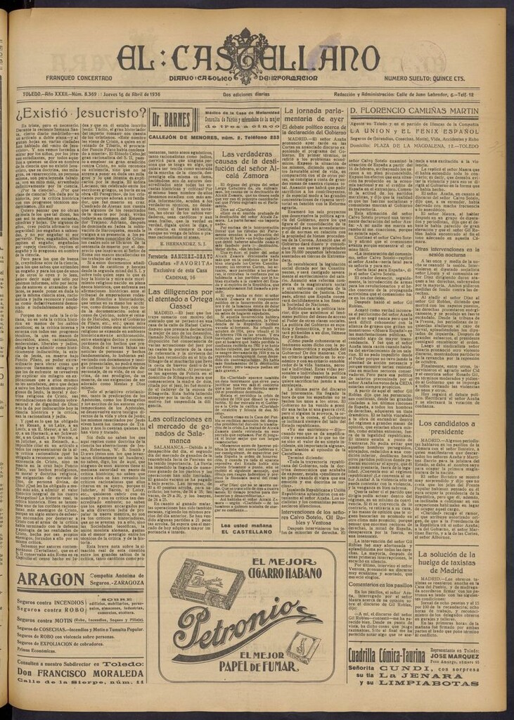 Miniatura de El Castellano (Toledo. 1904) del 16 de abril de 1936