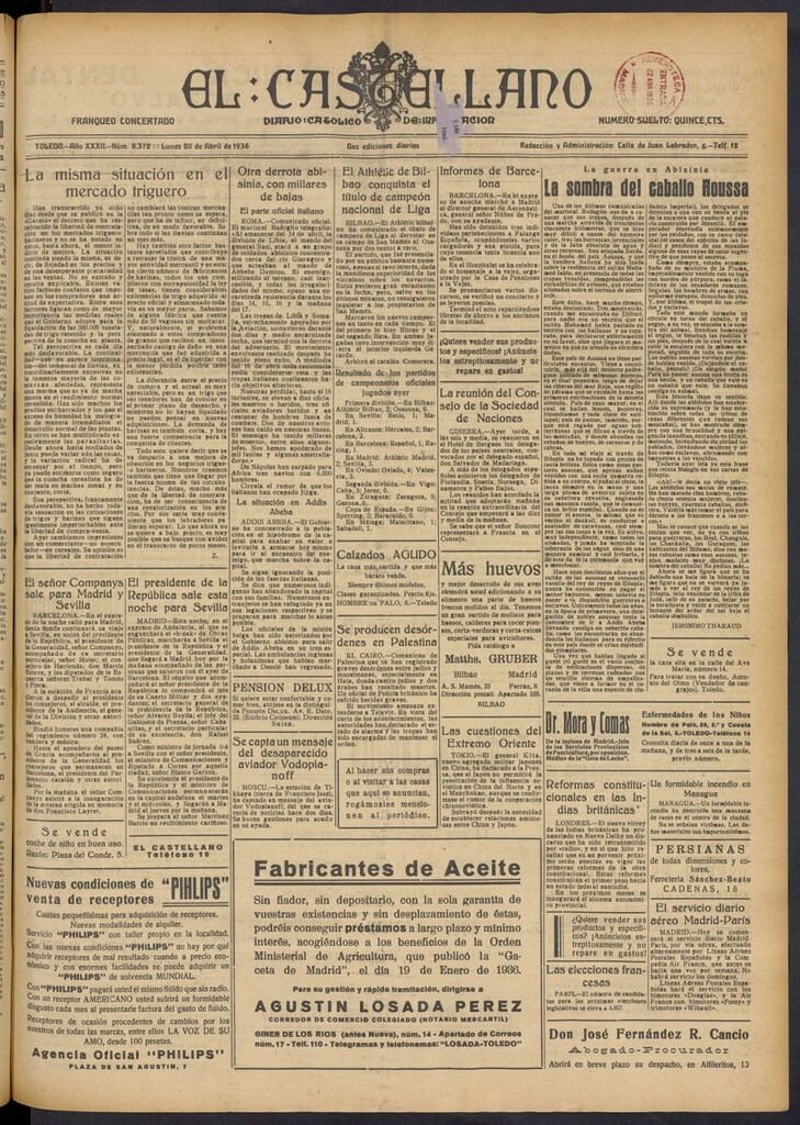 Miniatura de El Castellano (Toledo. 1904) del 20 de abril de 1936