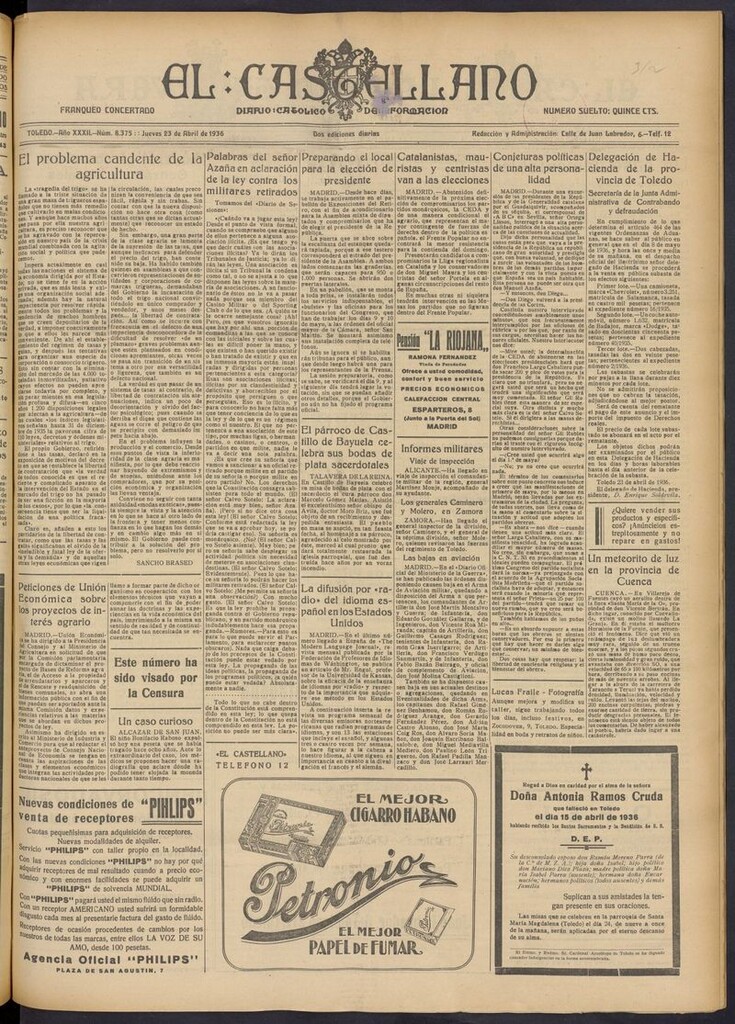 Miniatura de El Castellano (Toledo. 1904) del 23 de abril de 1936