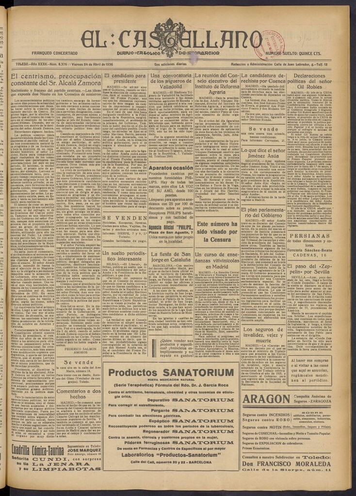 Miniatura de El Castellano (Toledo. 1904) del 24 de abril de 1936