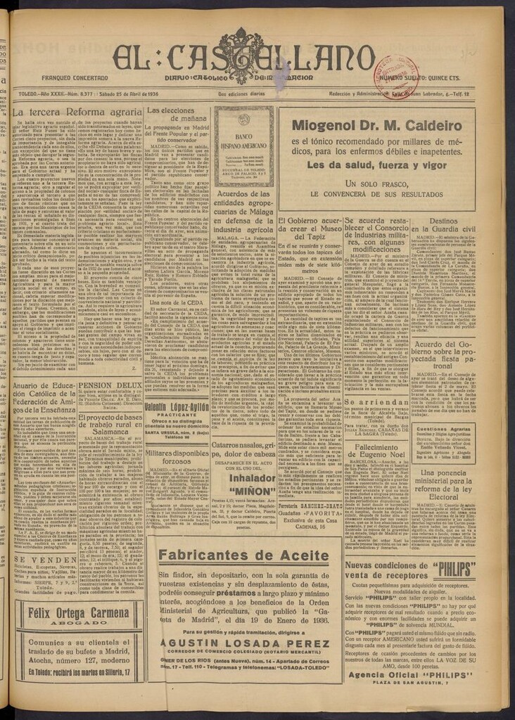 Miniatura de El Castellano (Toledo. 1904) del 25 de abril de 1936