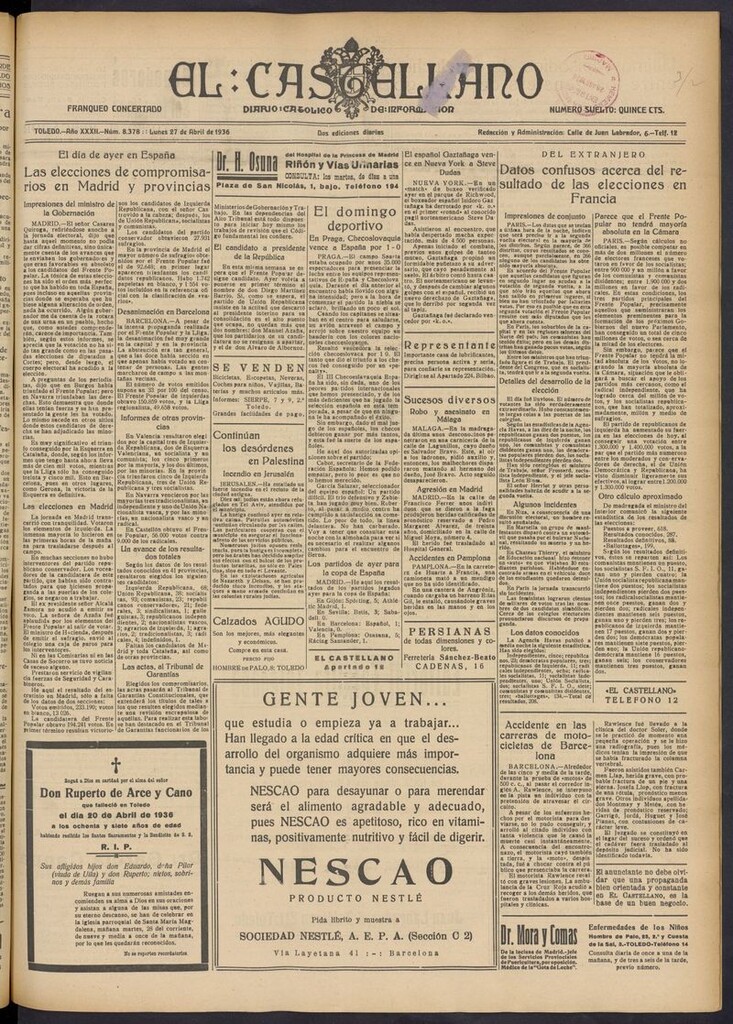 Miniatura de El Castellano (Toledo. 1904) del 27 de abril de 1936