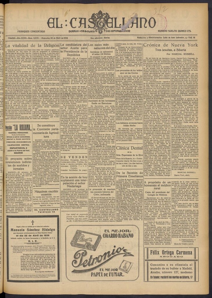 Miniatura de El Castellano (Toledo. 1904) del 29 de abril de 1936