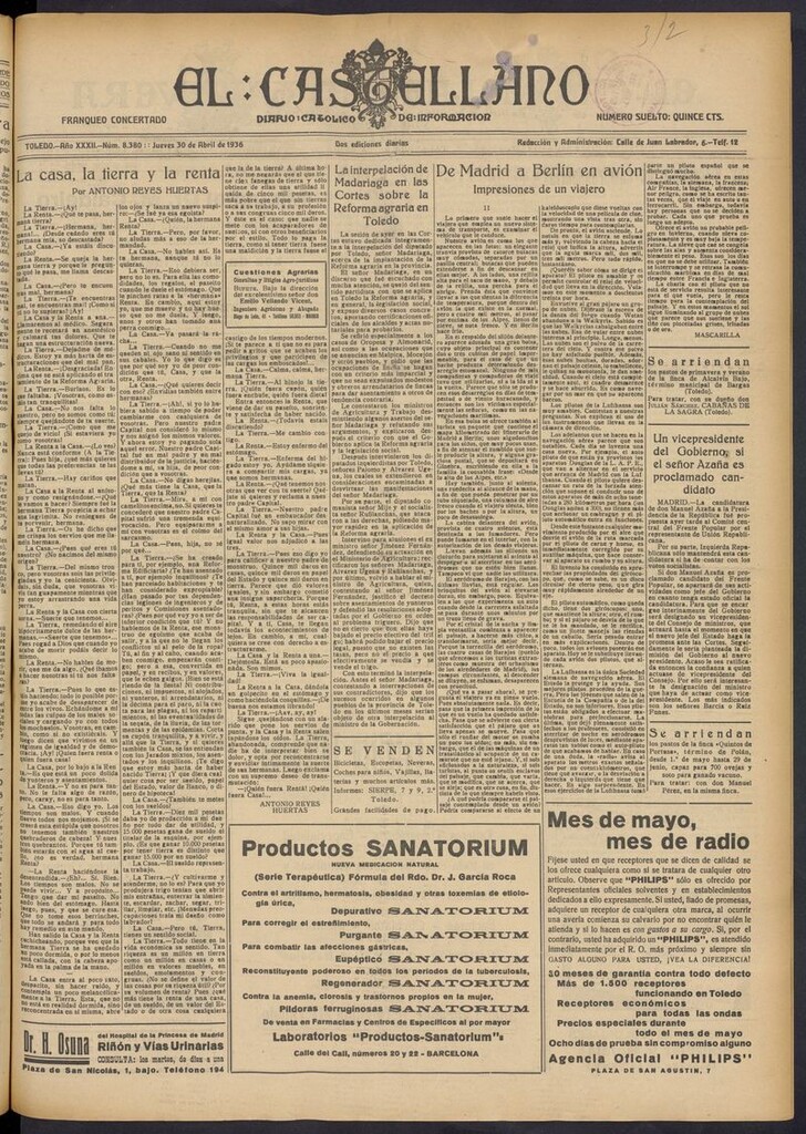 Miniatura de El Castellano (Toledo. 1904) del 30 de abril de 1936