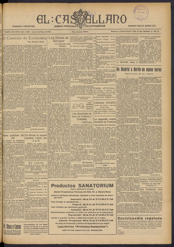 Miniatura de El Castellano (Toledo. 1904) del 4 de mayo de 1936