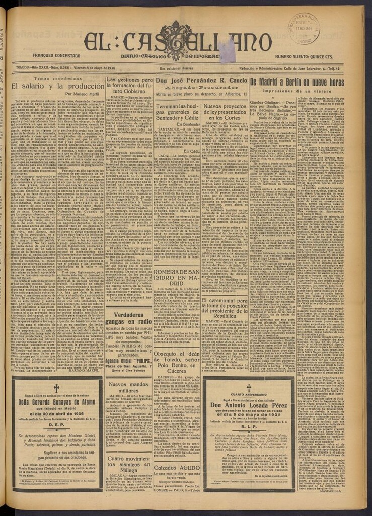 Miniatura de El Castellano (Toledo. 1904) del 8 de mayo de 1936