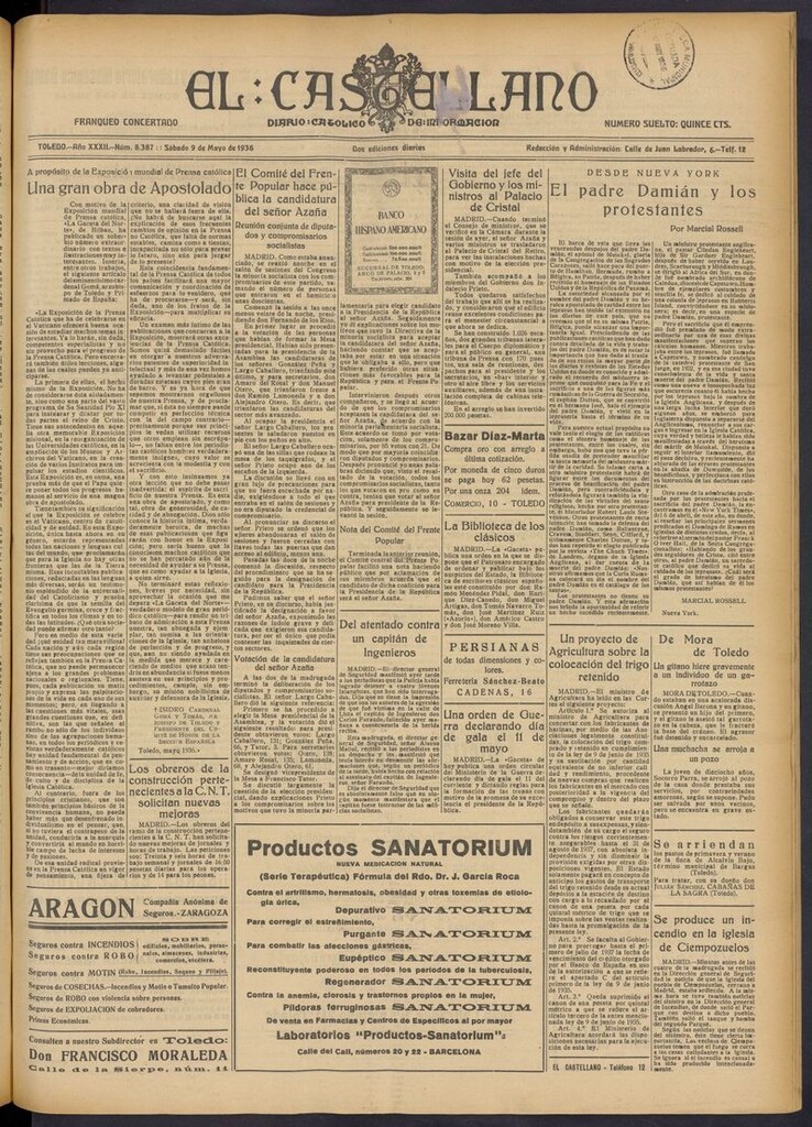 Miniatura de El Castellano (Toledo. 1904) del 9 de mayo de 1936