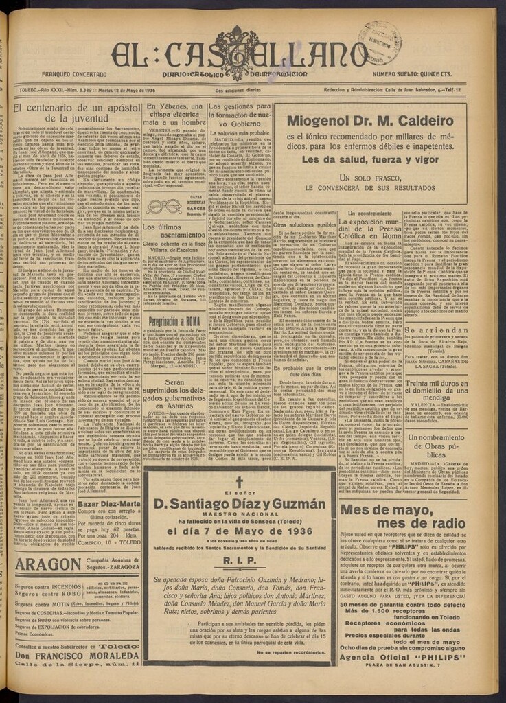 Miniatura de El Castellano (Toledo. 1904) del 12 de mayo de 1936