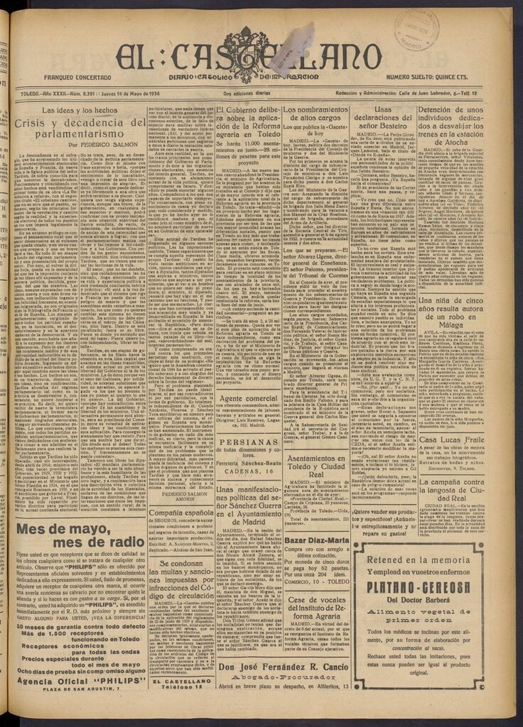 Miniatura de El Castellano (Toledo. 1904) del 14 de mayo de 1936