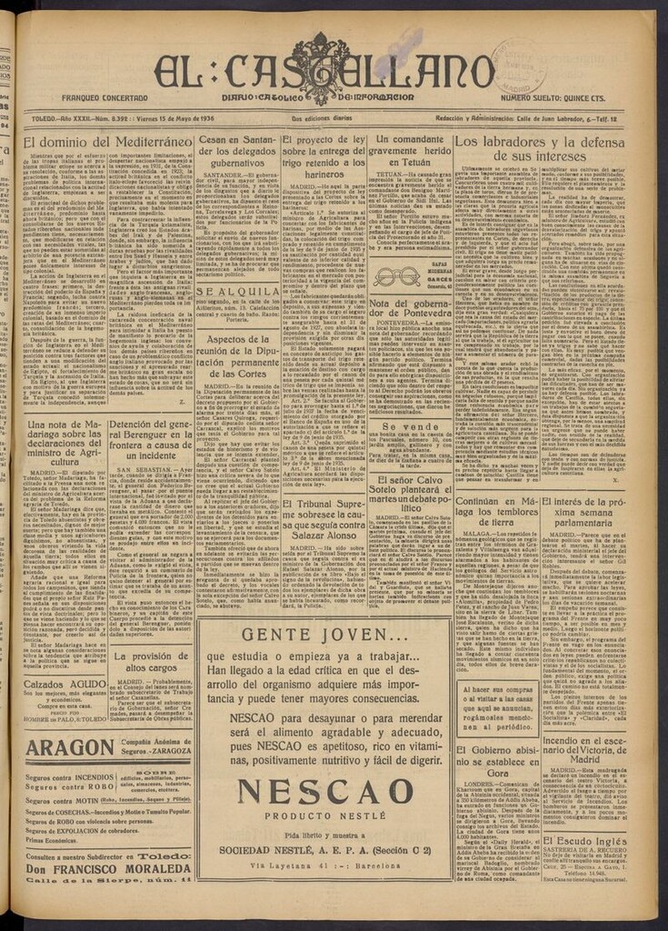 Miniatura de El Castellano (Toledo. 1904) del 15 de mayo de 1936