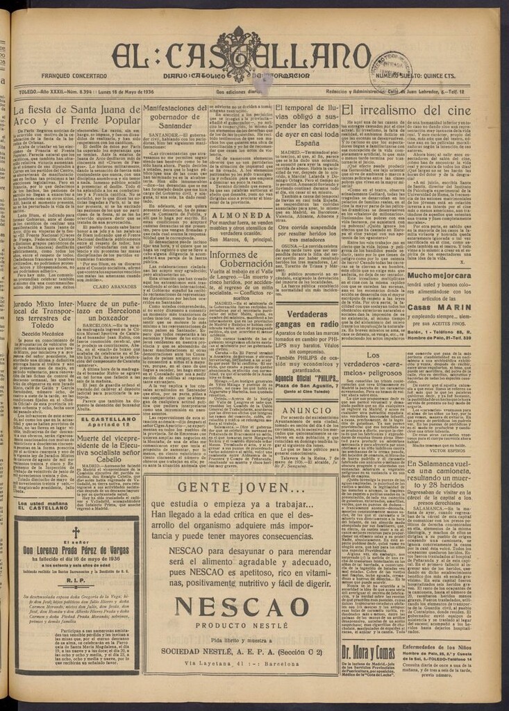 Miniatura de El Castellano (Toledo. 1904) del 18 de mayo de 1936