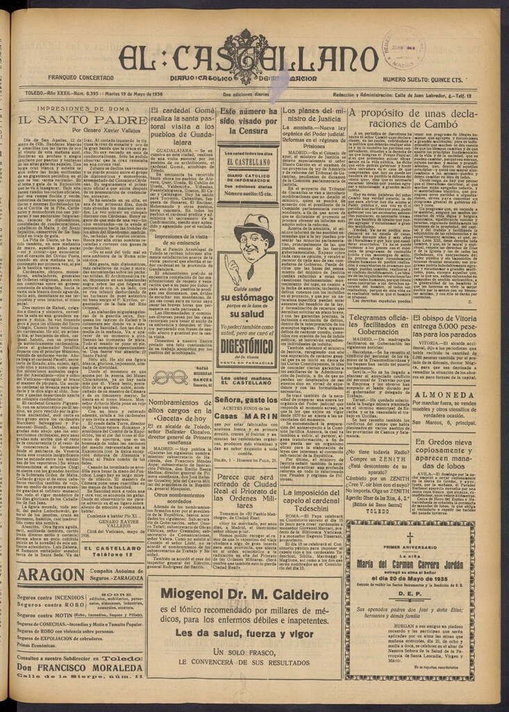 Miniatura de El Castellano (Toledo. 1904) del 19 de mayo de 1936