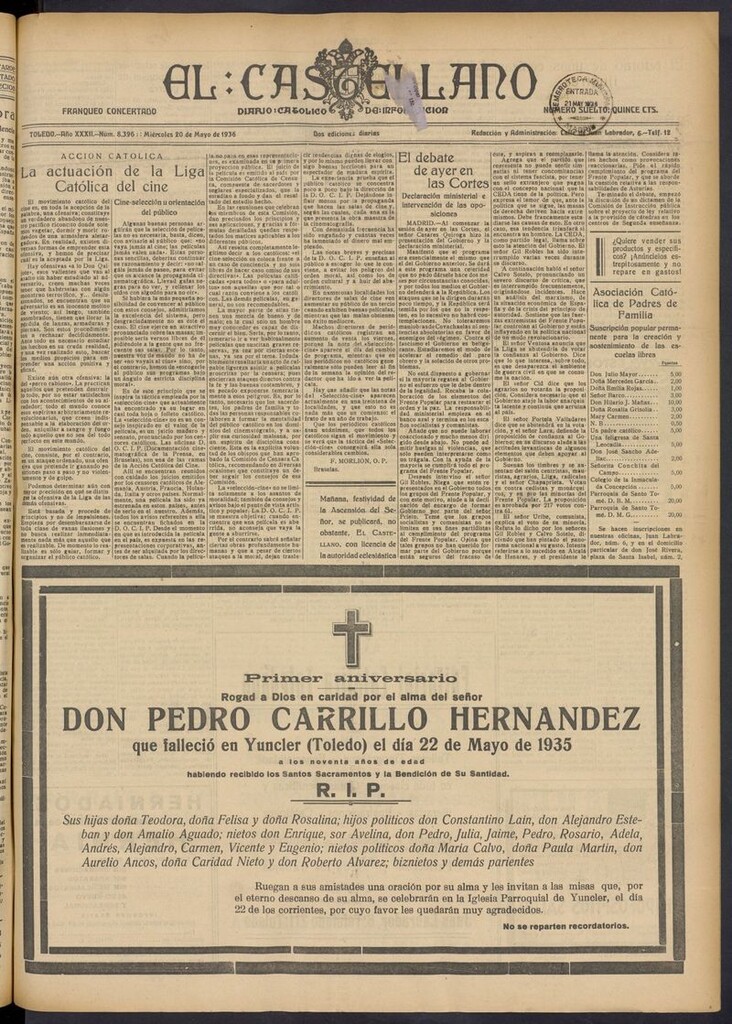 Miniatura de El Castellano (Toledo. 1904) del 20 de mayo de 1936