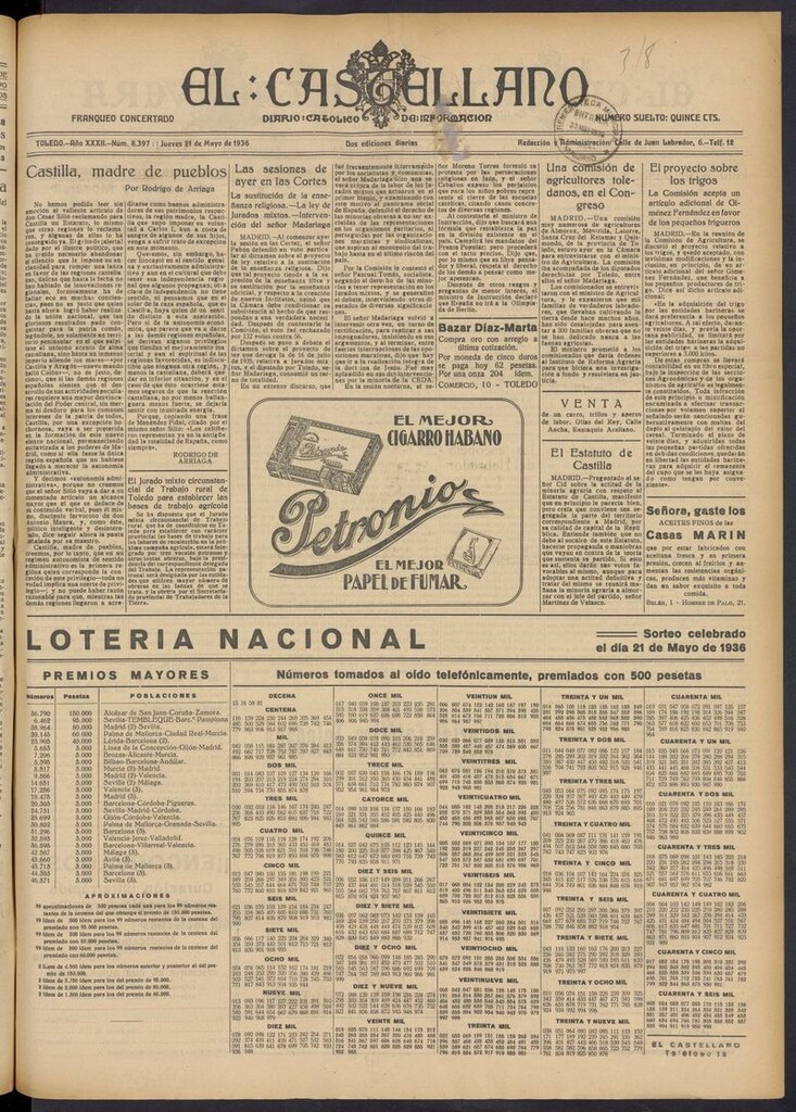 Miniatura de El Castellano (Toledo. 1904) del 21 de mayo de 1936