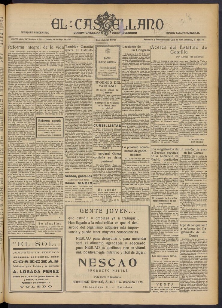 Miniatura de El Castellano (Toledo. 1904) del 23 de mayo de 1936