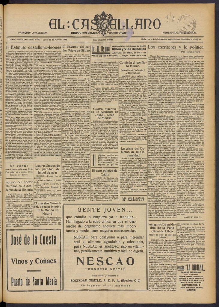Miniatura de El Castellano (Toledo. 1904) del 25 de mayo de 1936