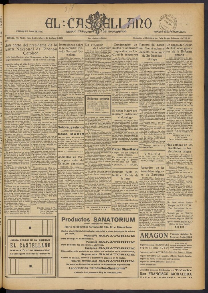 Miniatura de El Castellano (Toledo. 1904) del 26 de mayo de 1936