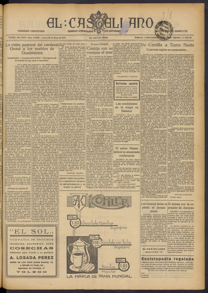 Miniatura de El Castellano (Toledo. 1904) del 28 de mayo de 1936