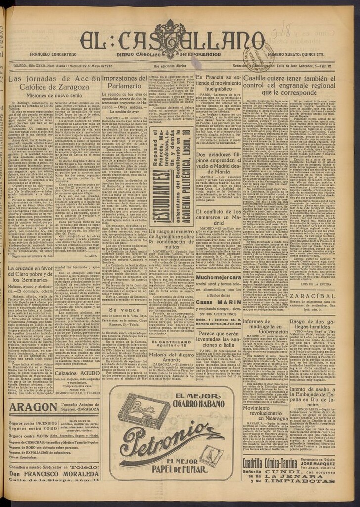 Miniatura de El Castellano (Toledo. 1904) del 29 de mayo de 1936