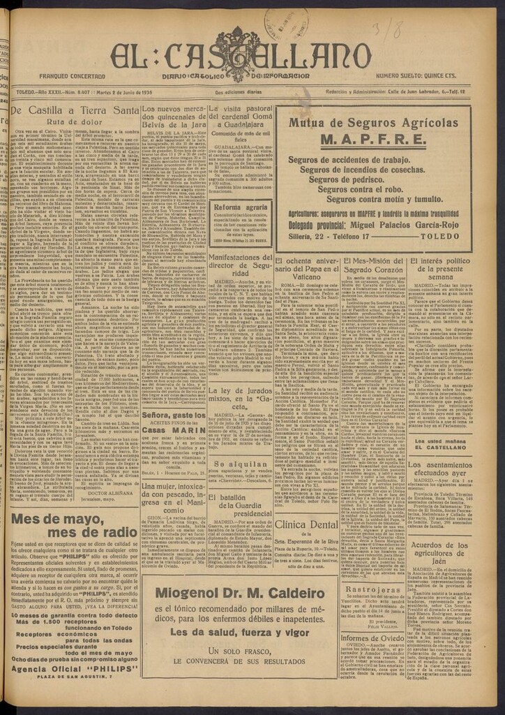 Miniatura de El Castellano (Toledo. 1904) del 2 de junio de 1936