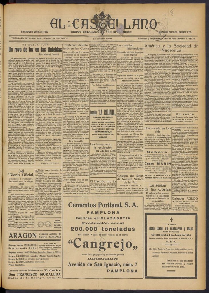 Miniatura de El Castellano (Toledo. 1904) del 5 de junio de 1936
