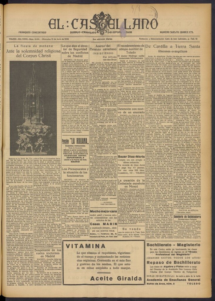 Miniatura de El Castellano (Toledo. 1904) del 10 de junio de 1936