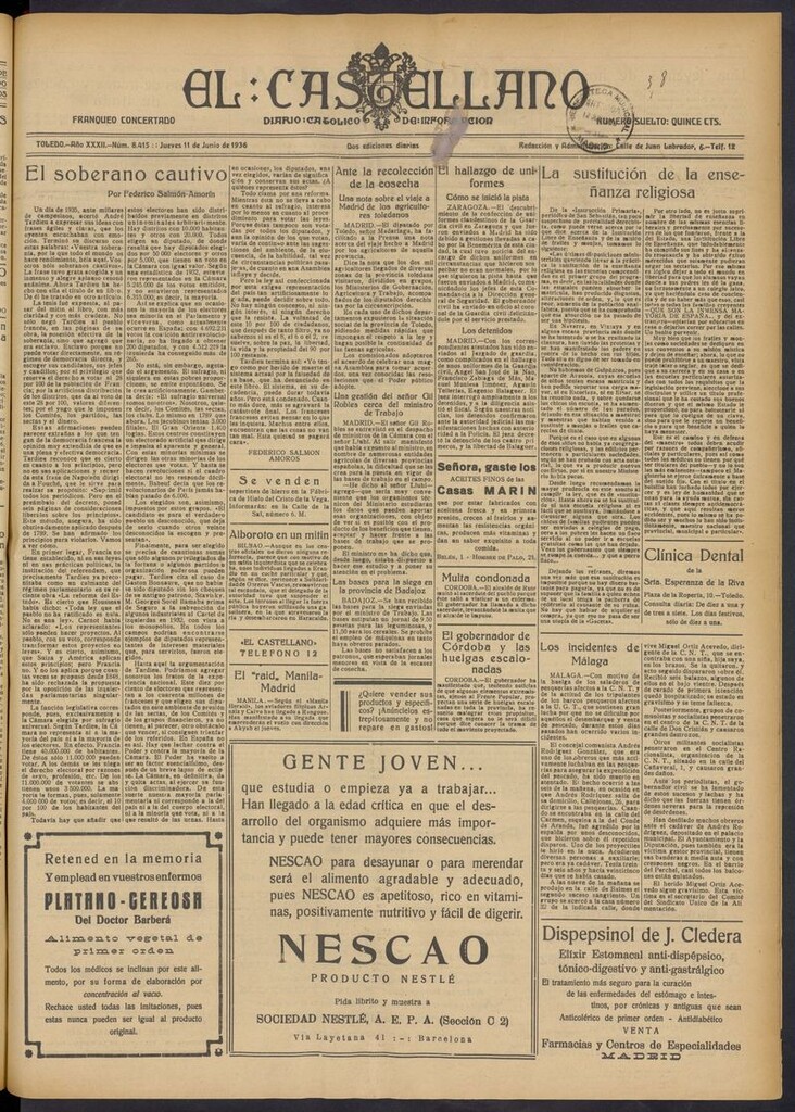 Miniatura de El Castellano (Toledo. 1904) del 11 de junio de 1936