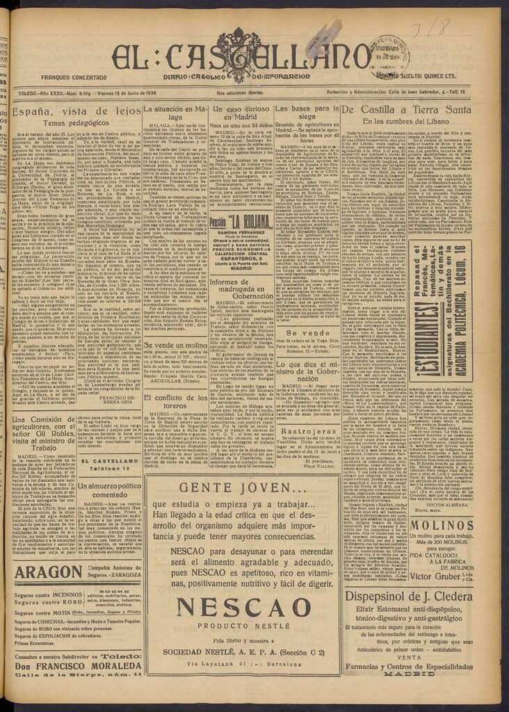 Miniatura de El Castellano (Toledo. 1904) del 12 de junio de 1936