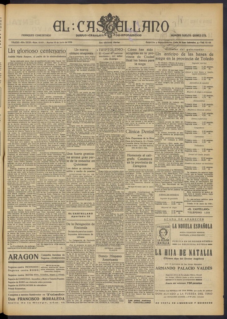 Miniatura de El Castellano (Toledo. 1904) del 16 de junio de 1936