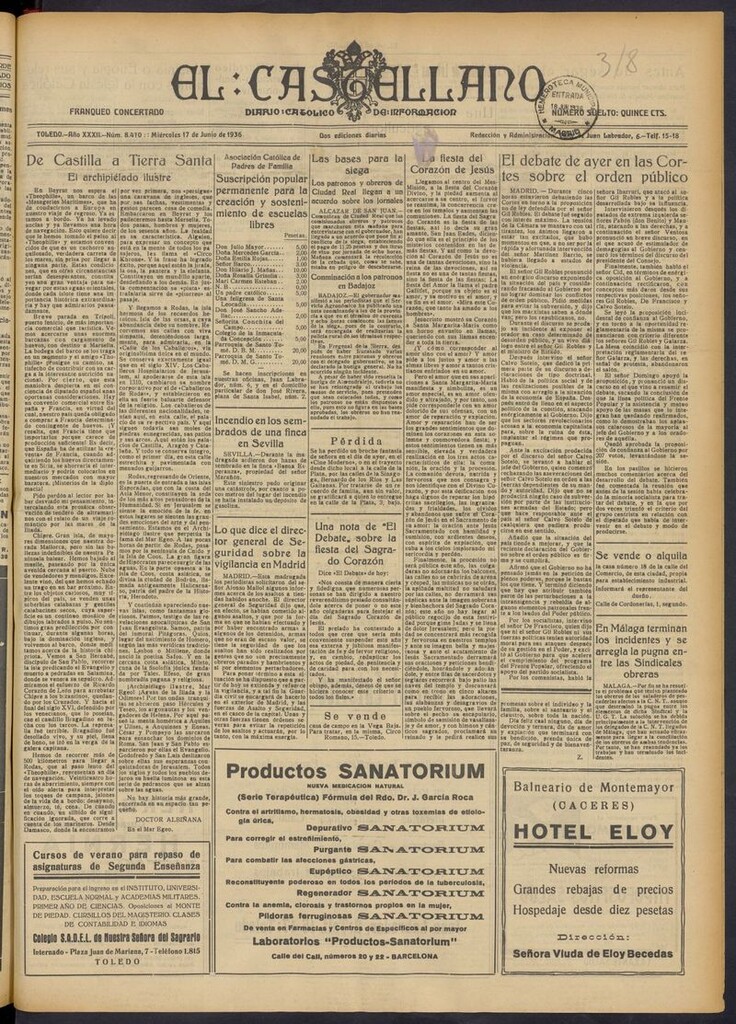 Miniatura de El Castellano (Toledo. 1904) del 17 de junio de 1936