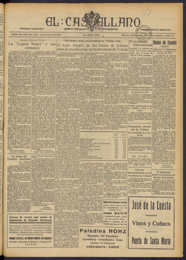 Miniatura de El Castellano (Toledo. 1904) del 18 de junio de 1936