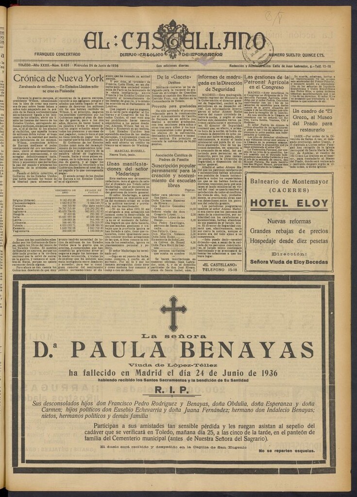 Miniatura de El Castellano (Toledo. 1904) del 24 de junio de 1936