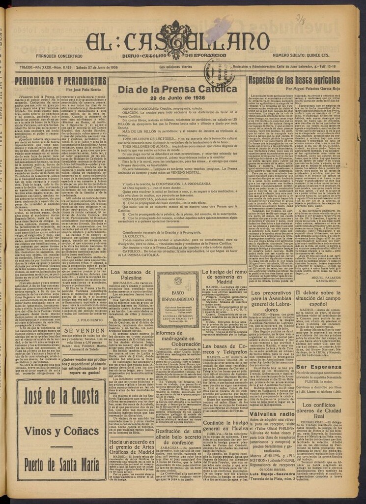 Miniatura de El Castellano (Toledo. 1904) del 27 de junio de 1936