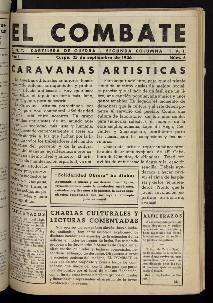 Miniatura de El Combate (Caspe. 1936) del 25 de septiembre de 1936