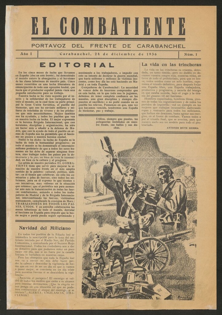 Miniatura de El Combatiente: Portavoz del Frente de Carabanchel del 24 de diciembre de 1936