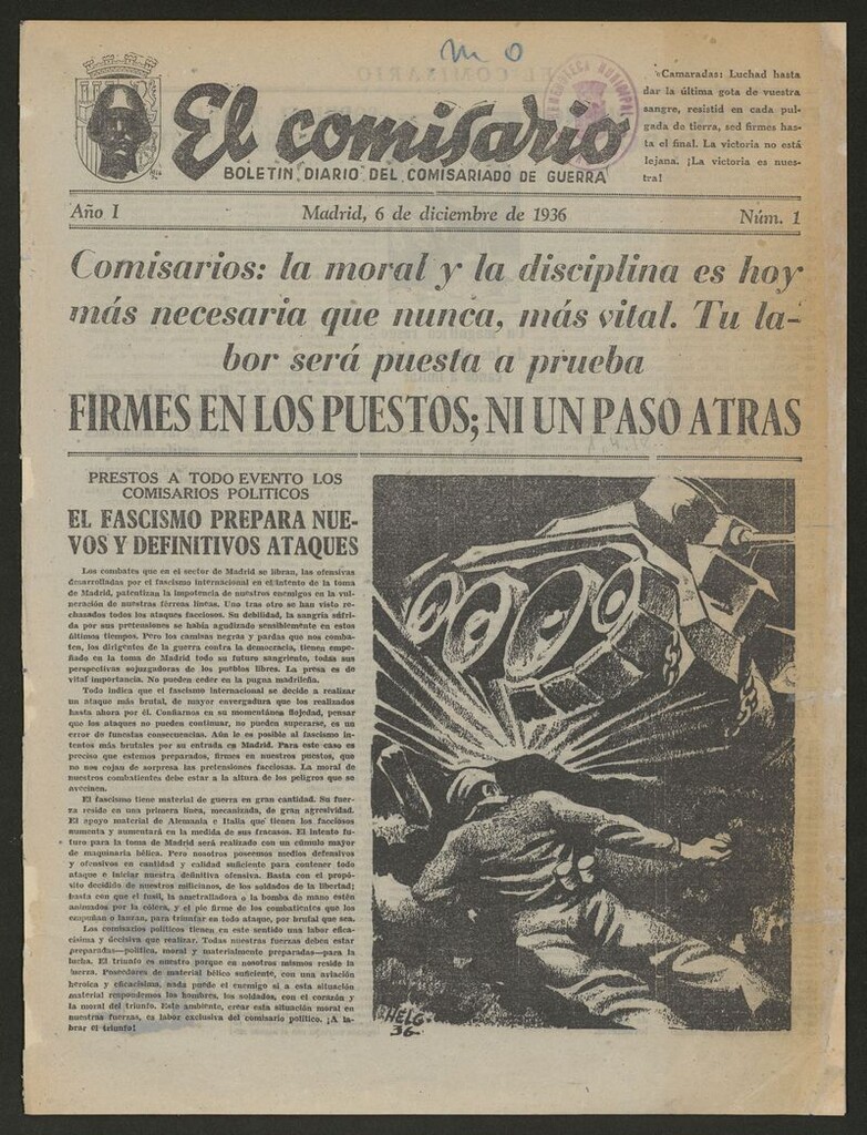 Miniatura de El Comisario: Boletín Diario del Comisariado de Guerra del 6 de diciembre de 1936