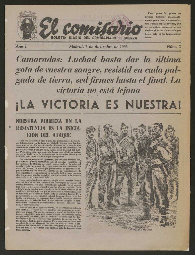 Miniatura de El Comisario: Boletín Diario del Comisariado de Guerra del 7 de diciembre de 1936