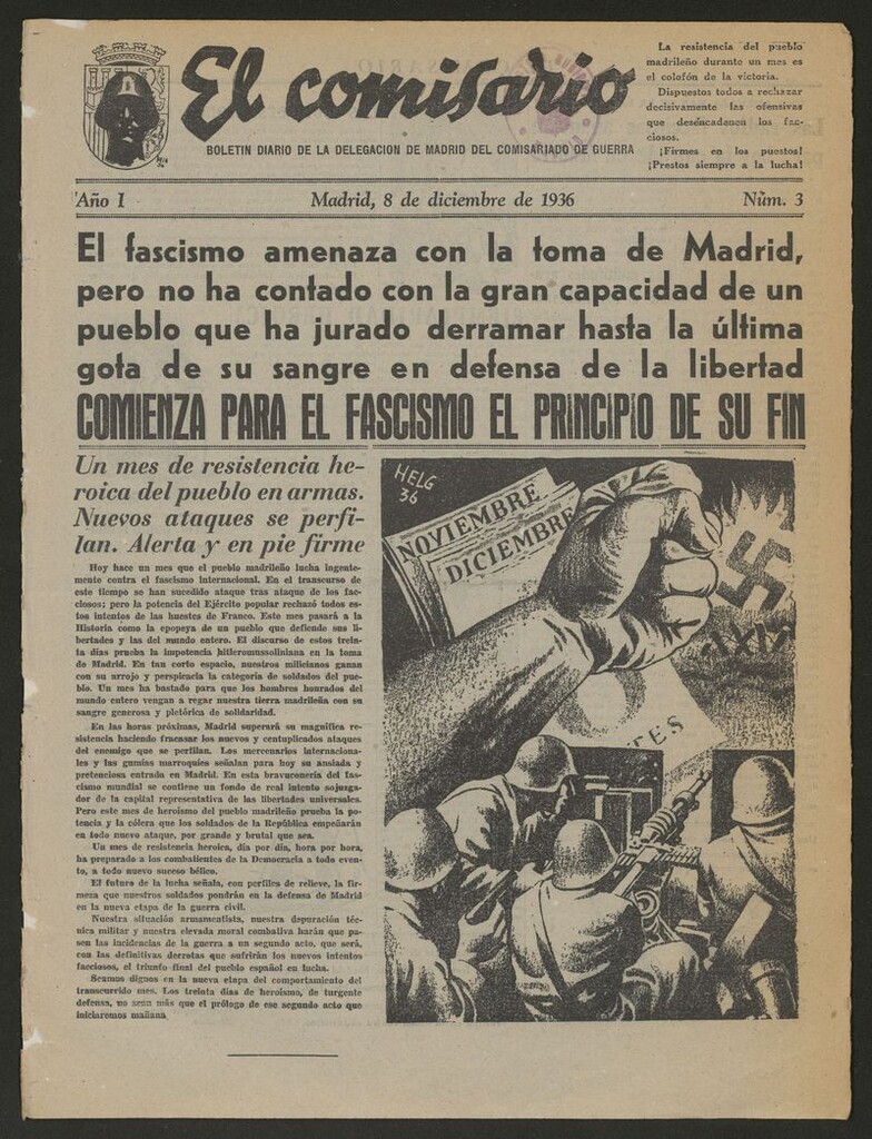 Miniatura de El Comisario: Boletín Diario del Comisariado de Guerra del 8 de diciembre de 1936