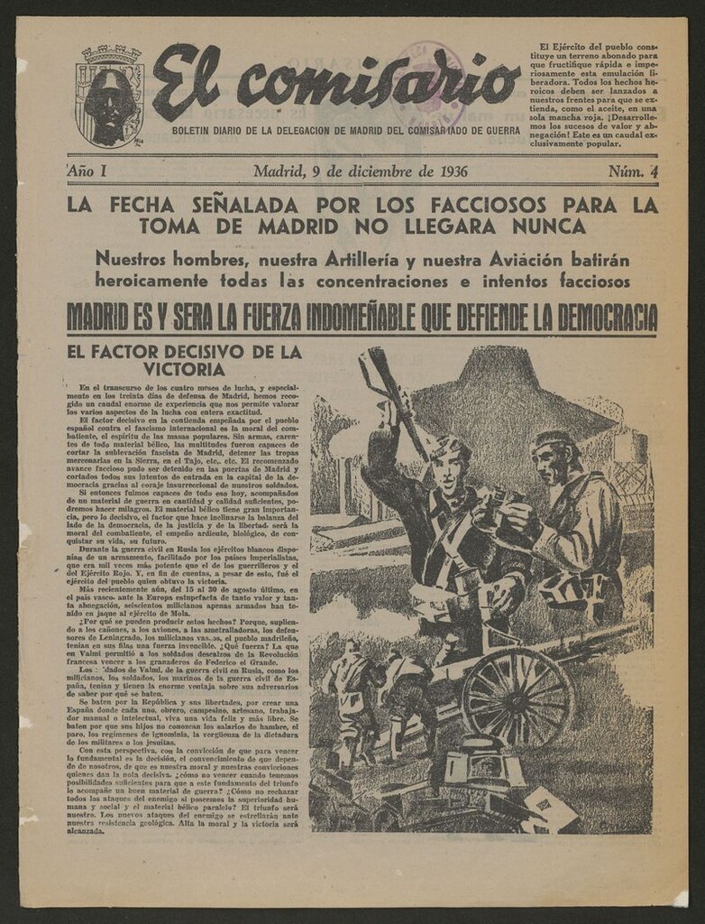 Miniatura de El Comisario: Boletín Diario del Comisariado de Guerra del 9 de diciembre de 1936