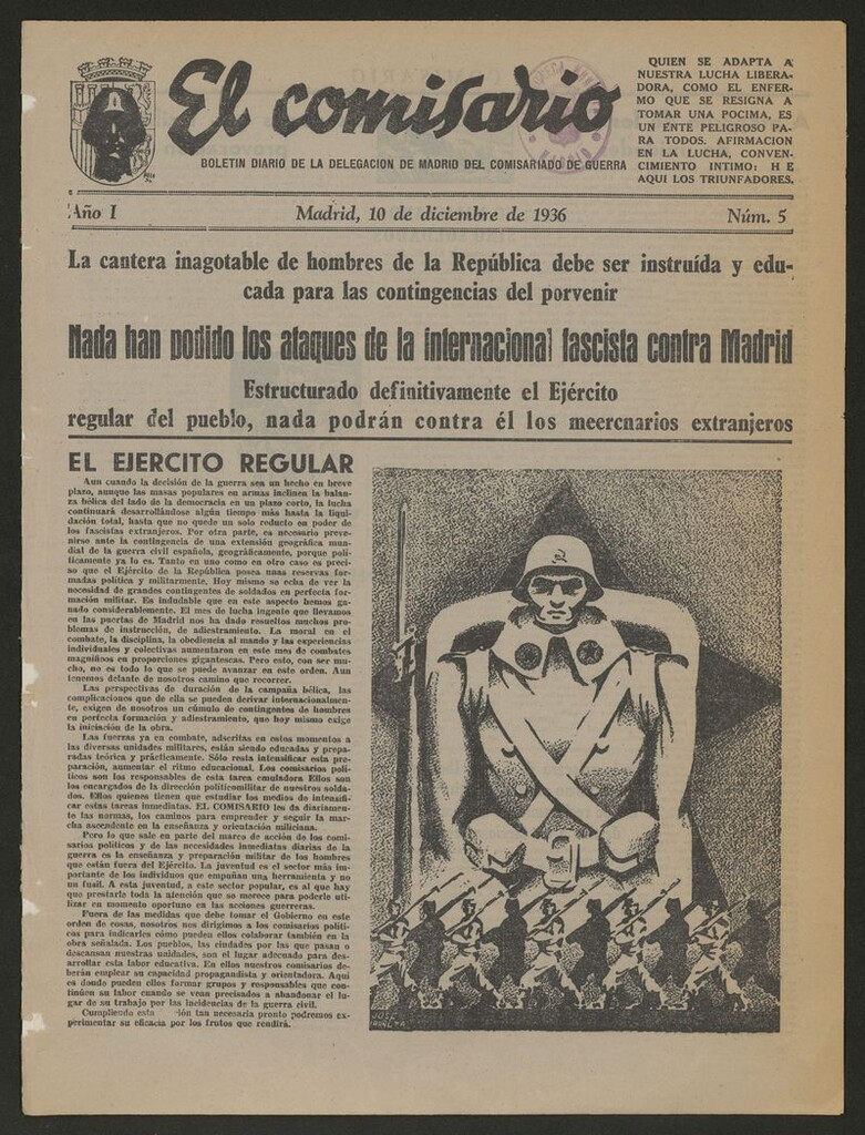 Miniatura de El Comisario: Boletín Diario del Comisariado de Guerra del 10 de diciembre de 1936