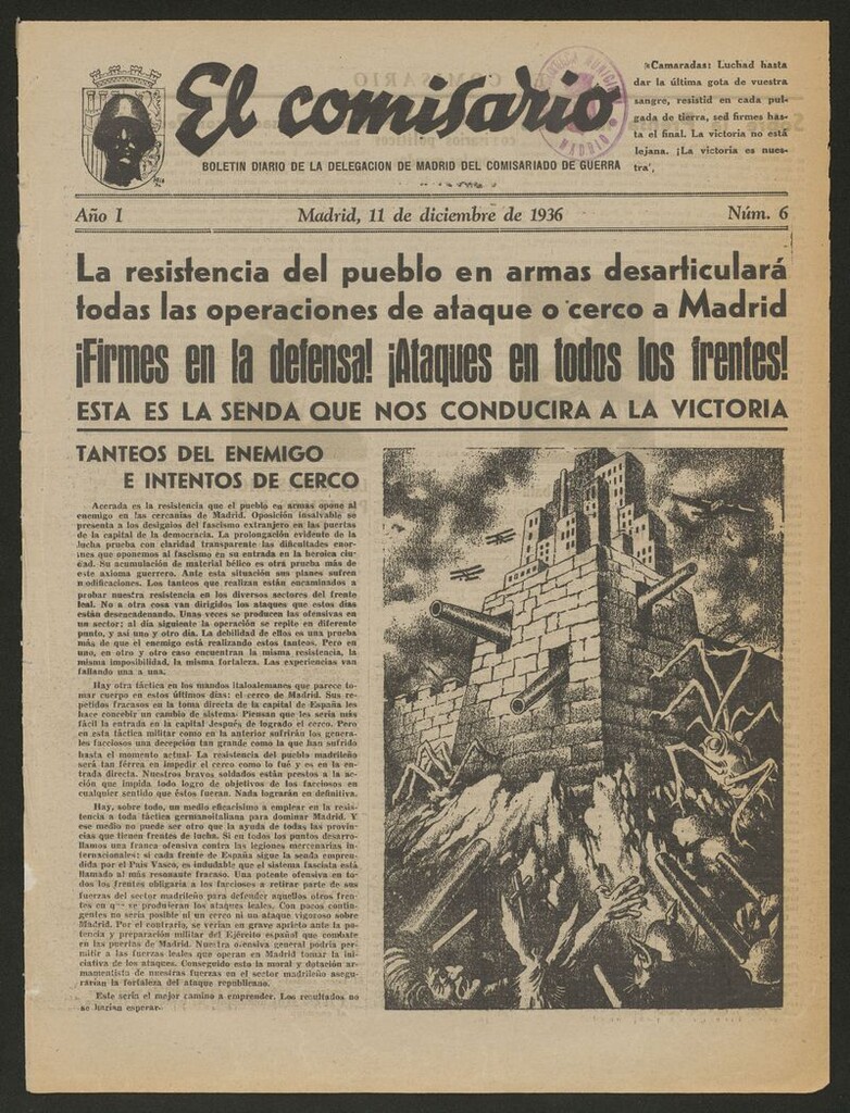 Miniatura de El Comisario: Boletín Diario del Comisariado de Guerra del 11 de diciembre de 1936
